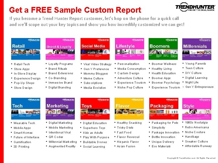 Get a FREE Sample Custom Report If you become a Trend Hunter Report customer,