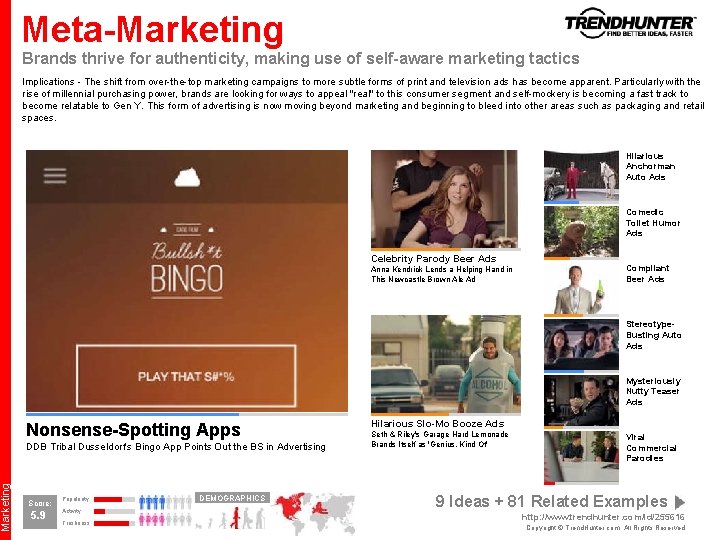 Marketing Meta-Marketing Brands thrive for authenticity, making use of self-aware marketing tactics Implications -
