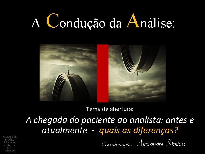 A Condução da Análise: Tema de abertura: ALEXANDRE SIMÕES ® Todos os direitos de