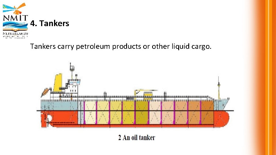 4. Tankers carry petroleum products or other liquid cargo. 