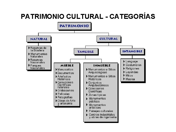 PATRIMONIO CULTURAL - CATEGORÍAS 