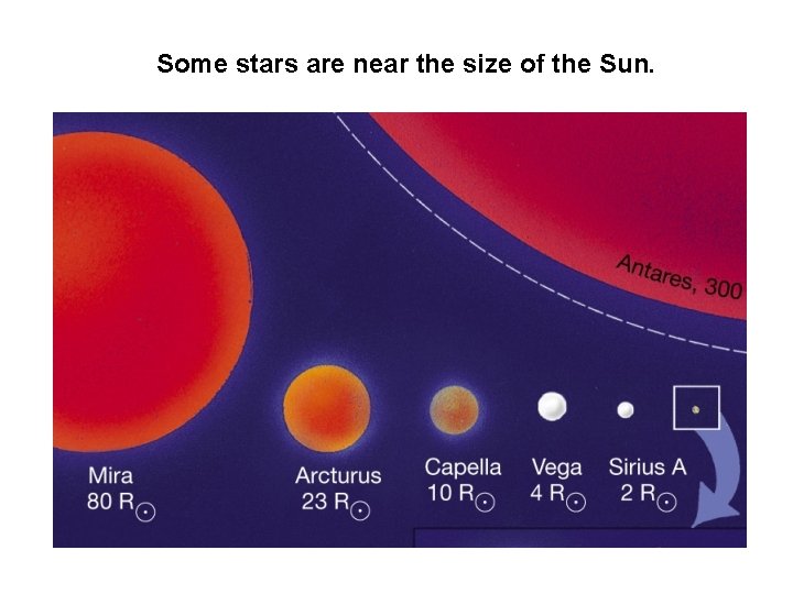 Some stars are near the size of the Sun. 