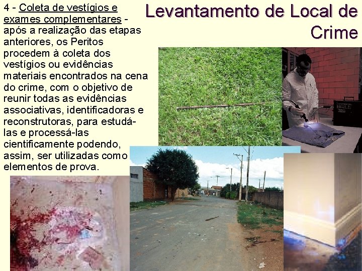 Levantamento de Local de Crime 4 - Coleta de vestígios e exames complementares após