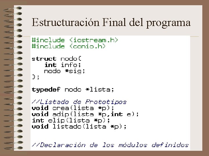 Estructuración Final del programa 