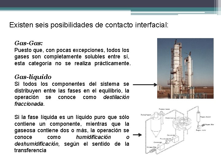 Existen seis posibilidades de contacto interfacial: Gas-Gas: Puesto que, con pocas excepciones, todos los