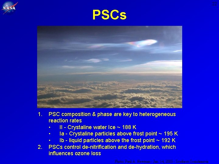22 PSCs 1. 2. PSC composition & phase are key to heterogeneous reaction rates
