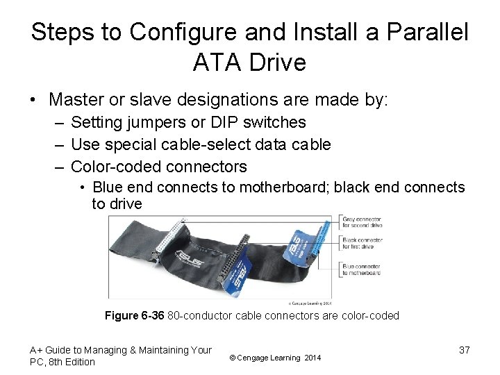 Steps to Configure and Install a Parallel ATA Drive • Master or slave designations