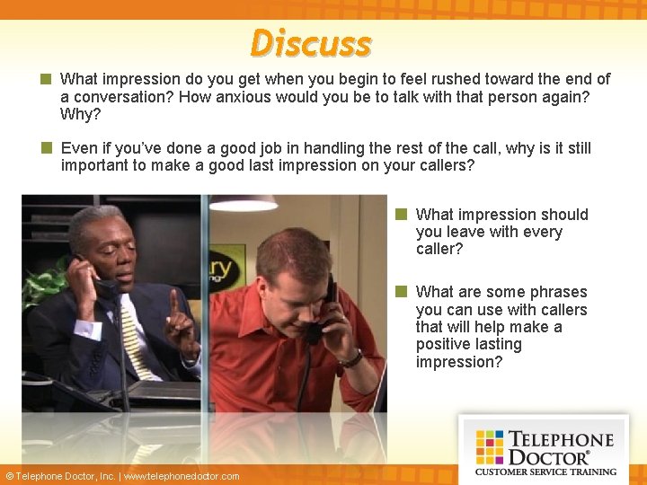 Discuss What impression do you get when you begin to feel rushed toward the