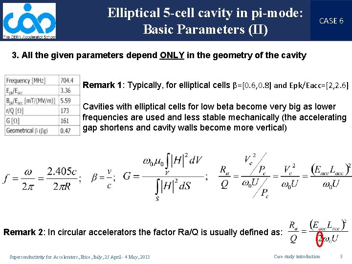 Elliptical 5 -cell cavity in pi-mode: Basic Parameters (II) CASE 6 3. All the