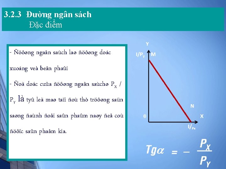 3. 2. 3 Đường ngân sách Đặc điểm - Ñöôøng ngaân saùch laø ñöôøng