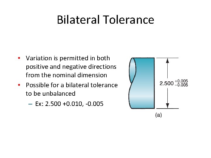 Bilateral Tolerance • Variation is permitted in both positive and negative directions from the