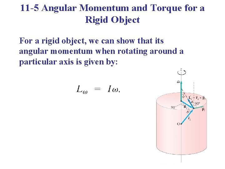 11 -5 Angular Momentum and Torque for a Rigid Object For a rigid object,