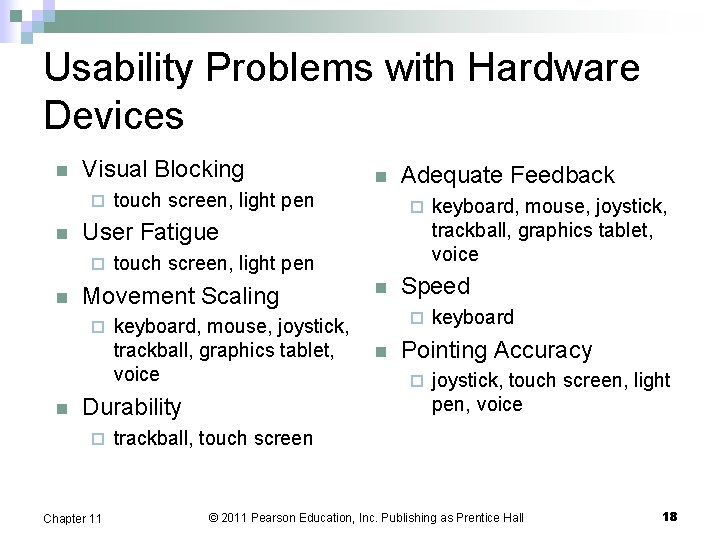 Usability Problems with Hardware Devices n Visual Blocking ¨ n ¨ touch screen, light