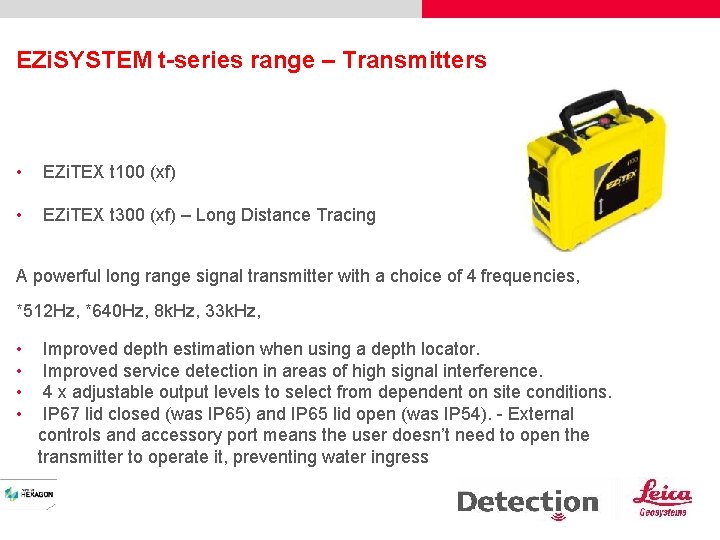 EZi. SYSTEM t-series range – Transmitters • EZi. TEX t 100 (xf) • EZi.