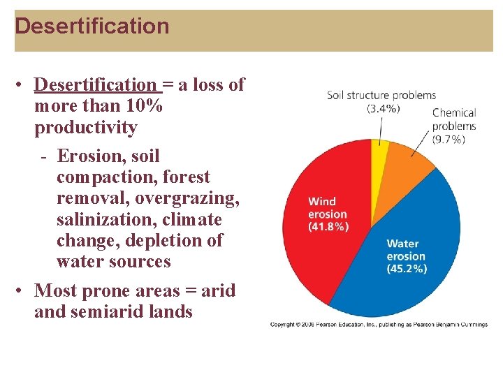 Desertification • Desertification = a loss of more than 10% productivity - Erosion, soil