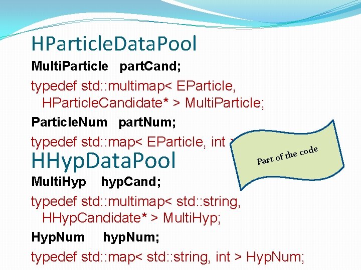 HParticle. Data. Pool Multi. Particle part. Cand; typedef std: : multimap< EParticle, HParticle. Candidate*