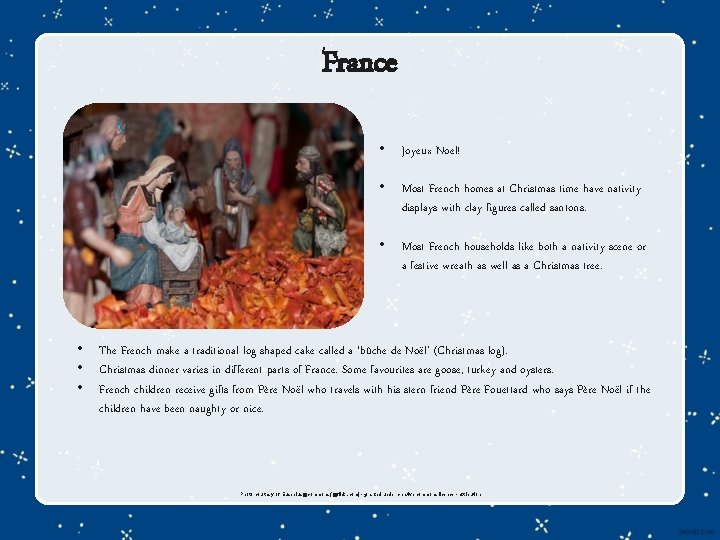 France • • Joyeux Noel! • Most French homes at Christmas time have nativity