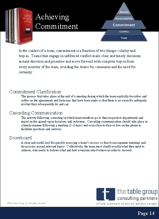 Achieving Commitment In the context of a team, commitment is a function of two Achieving Commitment In the context of a team, commitment is a function of two