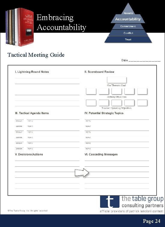 Embracing Accountability Tactical Meeting Guide Date ________________________ ©The Table Group, Inc. All rights reserved.