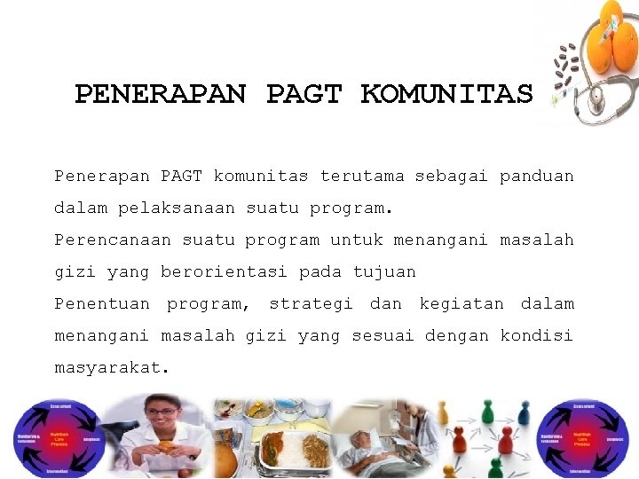PENERAPAN PAGT KOMUNITAS Penerapan PAGT komunitas terutama sebagai panduan dalam pelaksanaan suatu program. Perencanaan