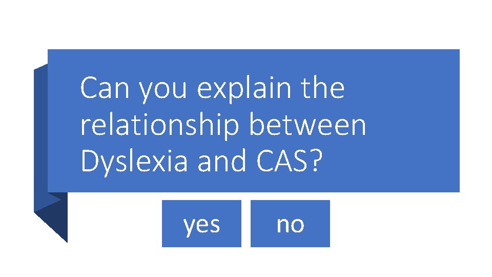 Can you explain the relationship between Dyslexia and CAS? yes no 