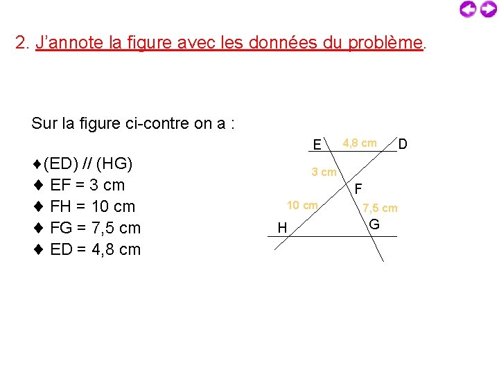 2. J’annote la figure avec les données du problème. Sur la figure ci-contre on