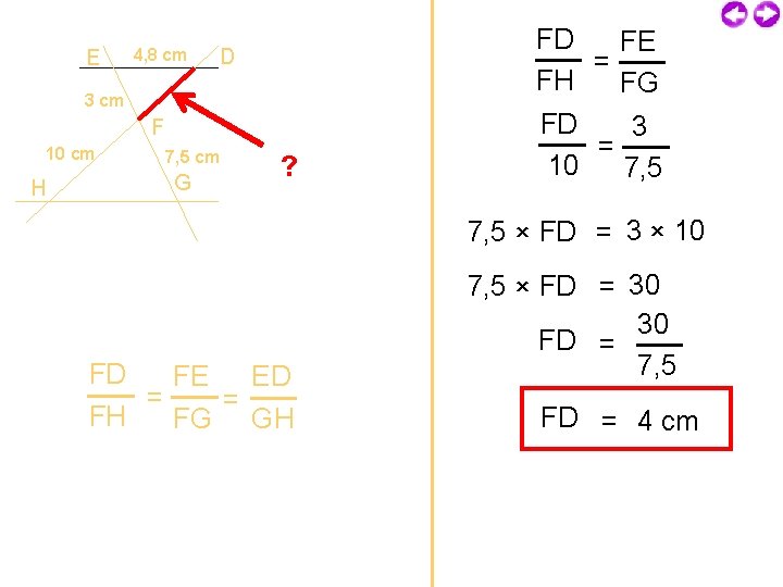 E 4, 8 cm D 3 cm F 10 cm H 7, 5 cm