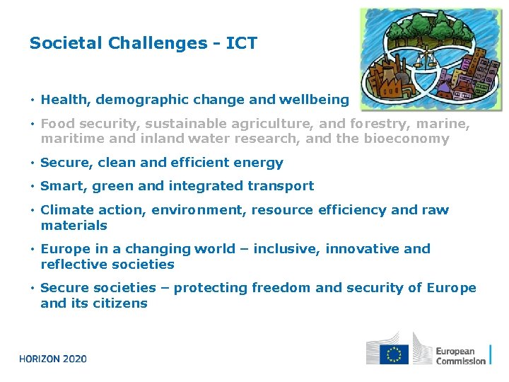 Societal Challenges - ICT • Health, demographic change and wellbeing • Food security, sustainable