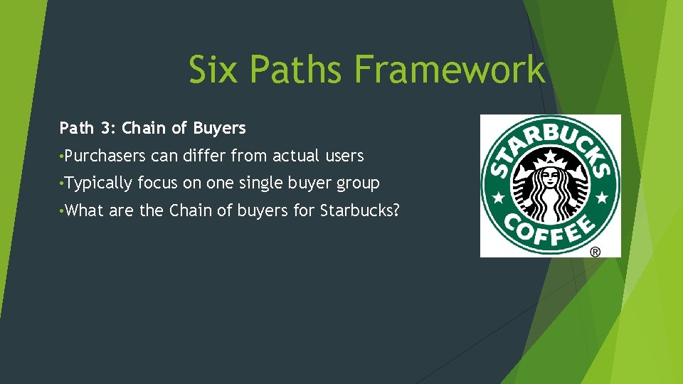 Six Paths Framework Path 3: Chain of Buyers • Purchasers • Typically • What Six Paths Framework Path 3: Chain of Buyers • Purchasers • Typically • What