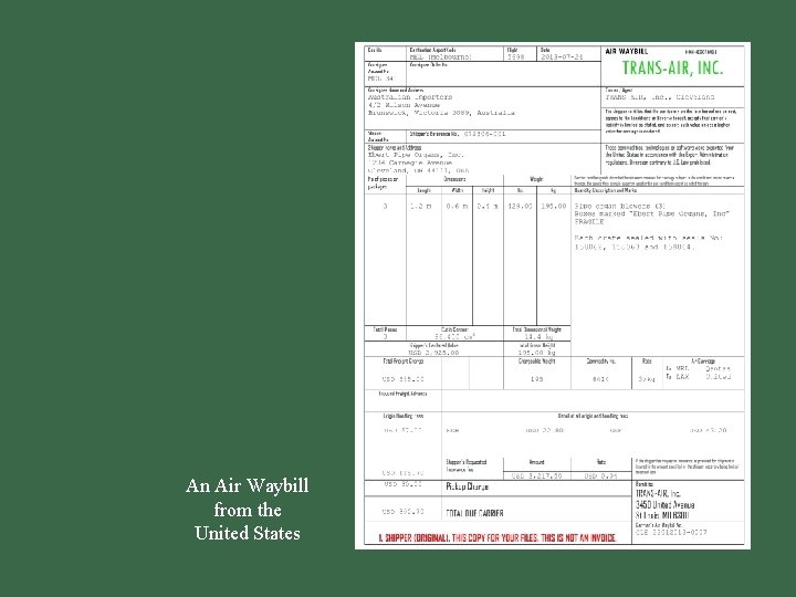 An Air Waybill from the United States 