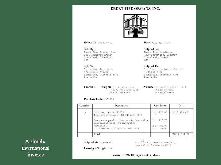 A simple international invoice 