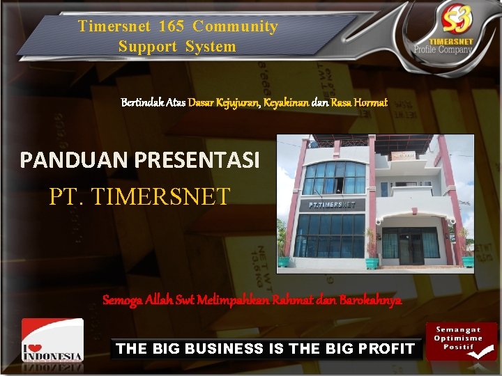 Timersnet 165 Community Support System Bertindak Atas Dasar Kejujuran, Keyakinan dan Rasa Hormat PANDUAN