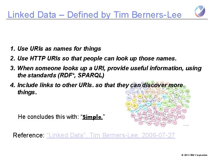 Linked Data – Defined by Tim Berners-Lee 1. Use URIs as names for things