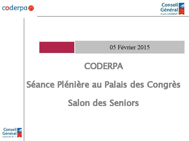 05 Février 2015 CODERPA Séance Plénière au Palais des Congrès Salon des Seniors 