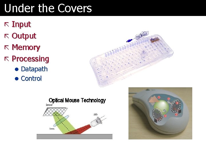 Under the Covers ã Input ã Output ã Memory ã Processing l Datapath l