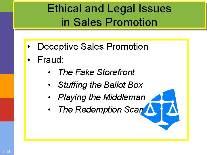Ethical and Legal Issues in Sales Promotion • Deceptive Sales Promotion • Fraud: • Ethical and Legal Issues in Sales Promotion • Deceptive Sales Promotion • Fraud: •