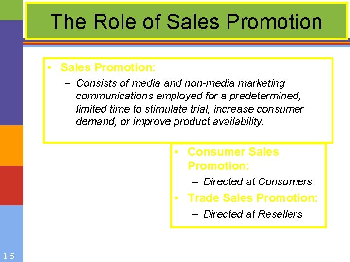 The Role of Sales Promotion • Sales Promotion: – Consists of media and non-media The Role of Sales Promotion • Sales Promotion: – Consists of media and non-media