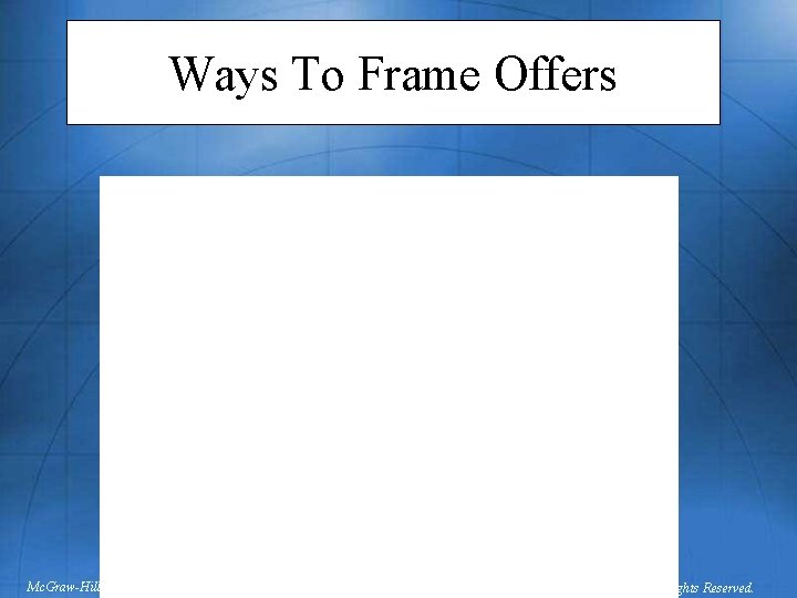 Ways To Frame Offers Mc. Graw-Hill/Irwin © 2003 The Mc. Graw-Hill Companies, Inc. ,