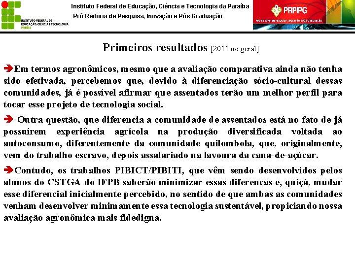 Instituto Federal de Educação, Ciência e Tecnologia da Paraíba Pró-Reitoria de Pesquisa, Inovação e