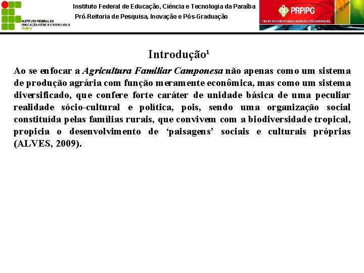 Instituto Federal de Educação, Ciência e Tecnologia da Paraíba Pró-Reitoria de Pesquisa, Inovação e