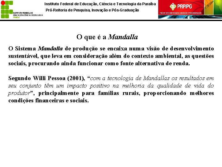 Instituto Federal de Educação, Ciência e Tecnologia da Paraíba Pró-Reitoria de Pesquisa, Inovação e