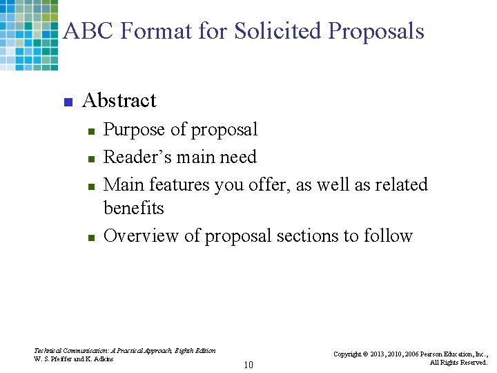 ABC Format for Solicited Proposals n Abstract n n Purpose of proposal Reader’s main