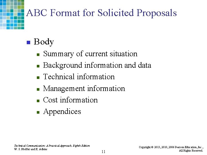 ABC Format for Solicited Proposals n Body n n n Summary of current situation ABC Format for Solicited Proposals n Body n n n Summary of current situation