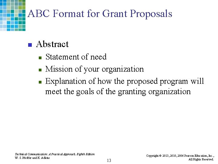 ABC Format for Grant Proposals n Abstract n n n Statement of need Mission ABC Format for Grant Proposals n Abstract n n n Statement of need Mission