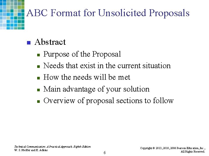 ABC Format for Unsolicited Proposals n Abstract n n n Purpose of the Proposal