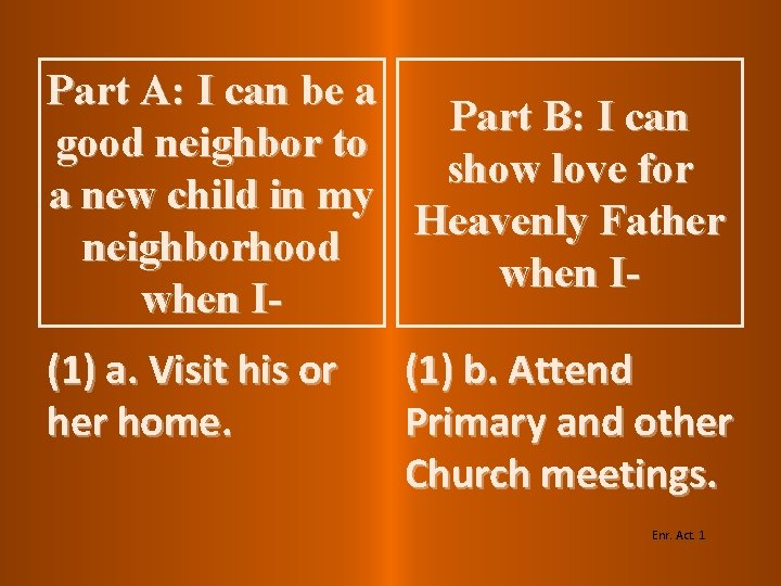 Part A: I can be a Part B: I can good neighbor to show Part A: I can be a Part B: I can good neighbor to show