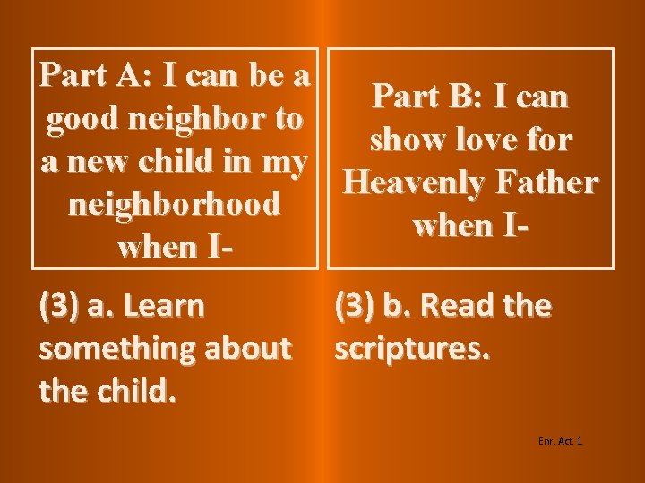 Part A: I can be a Part B: I can good neighbor to show Part A: I can be a Part B: I can good neighbor to show