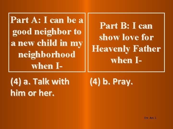 Part A: I can be a Part B: I can good neighbor to show Part A: I can be a Part B: I can good neighbor to show