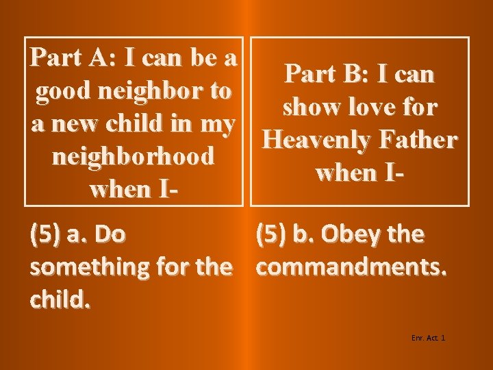Part A: I can be a Part B: I can good neighbor to show Part A: I can be a Part B: I can good neighbor to show