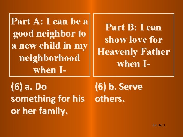 Part A: I can be a Part B: I can good neighbor to show Part A: I can be a Part B: I can good neighbor to show